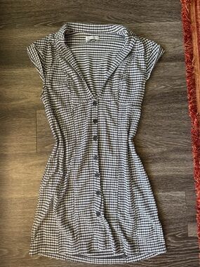 Urban Outfitters Black and White Gingham Button-Front Mini Dress